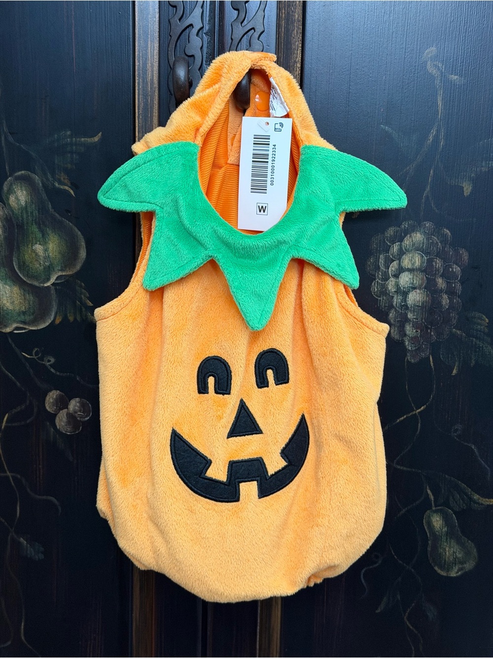 Kids Pumpkin Costume - Orange & Green Hooded Jack-O'-Lantern